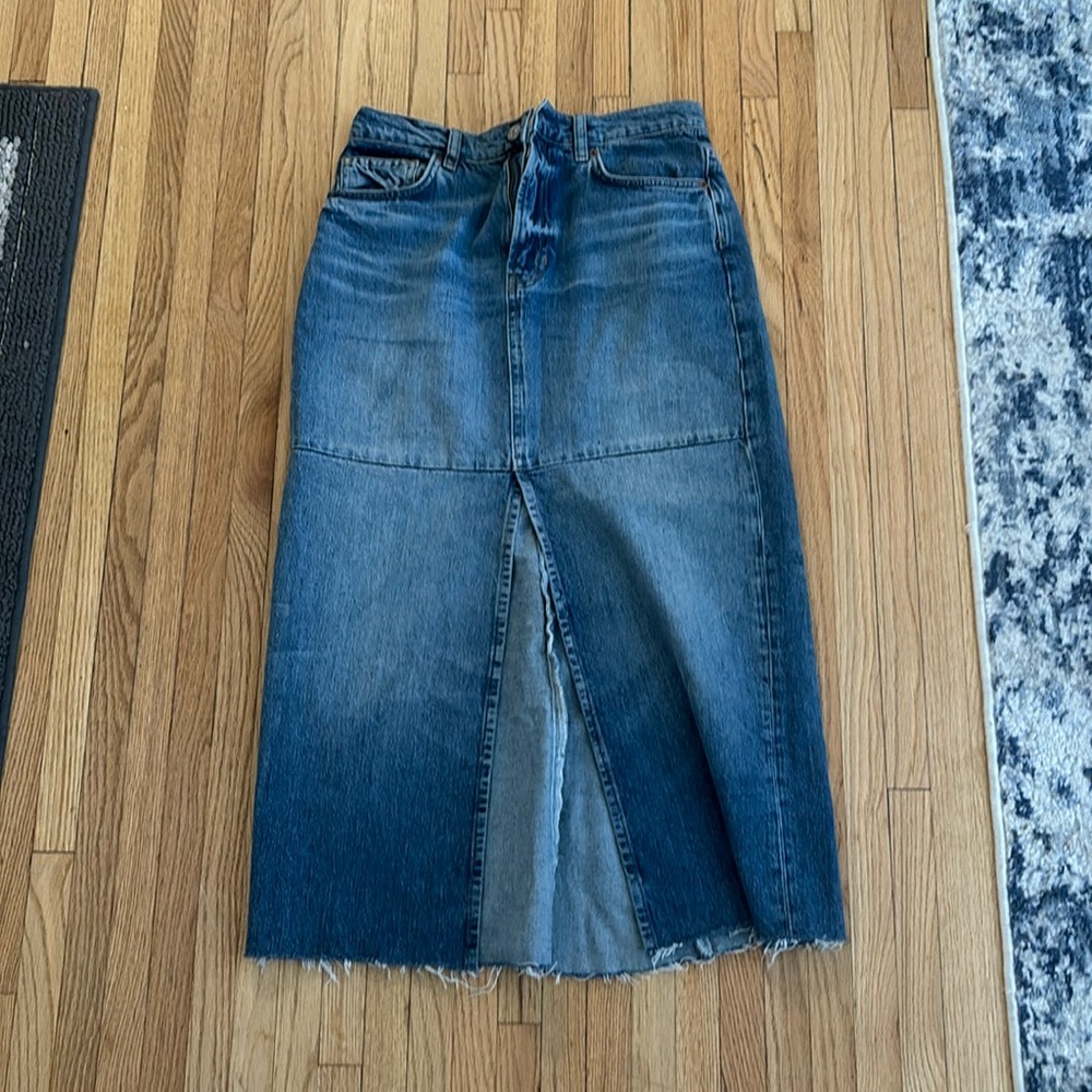 Reformation long Jean skirt